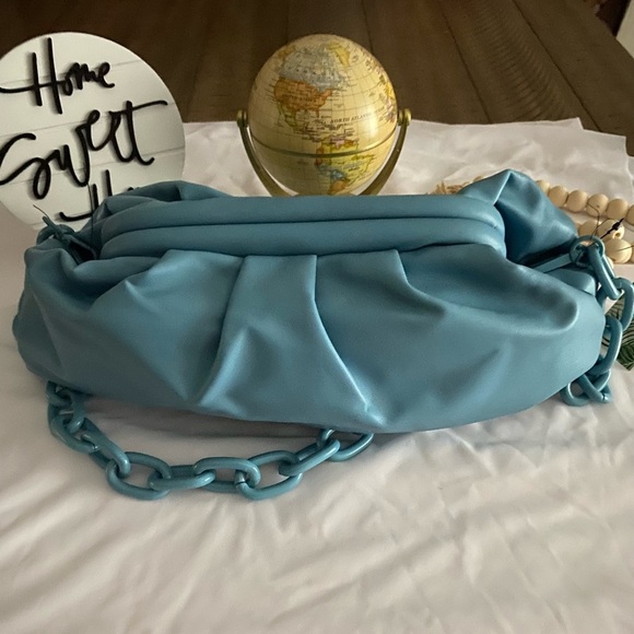 Leather Blue Chain Shoulder Bag (Bag Mischa) - Picture 4 of 10